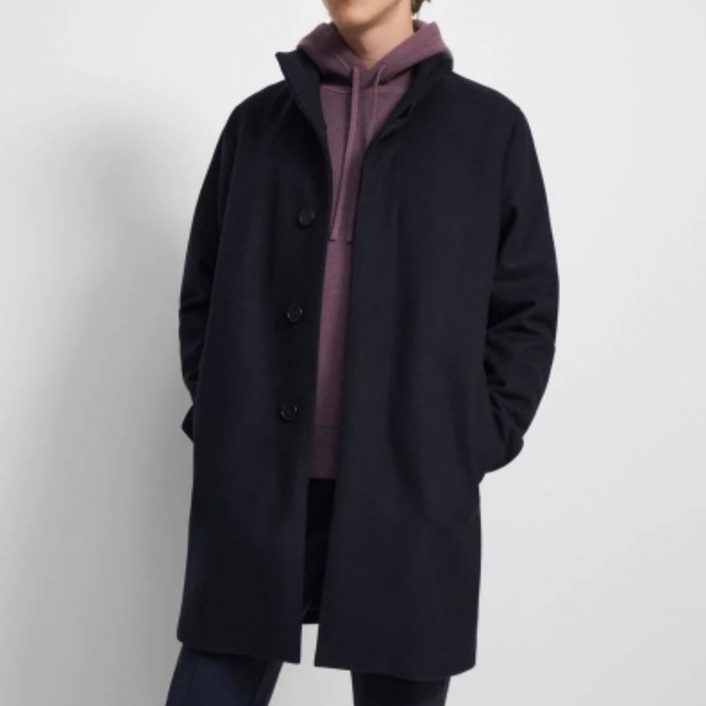 Theory Belvin Coat in Melton Wool Eclipse Size Small